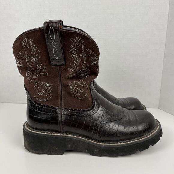 Ariat Fatbaby Saddle Cowboy Boots 8.5B Brown Cowgirl Western Rodeo Pull On 14830 - Picture 4 of 7